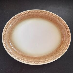 Vintage Syracuse China Oval Serving Platter, Tan Border Classic Farmhouse